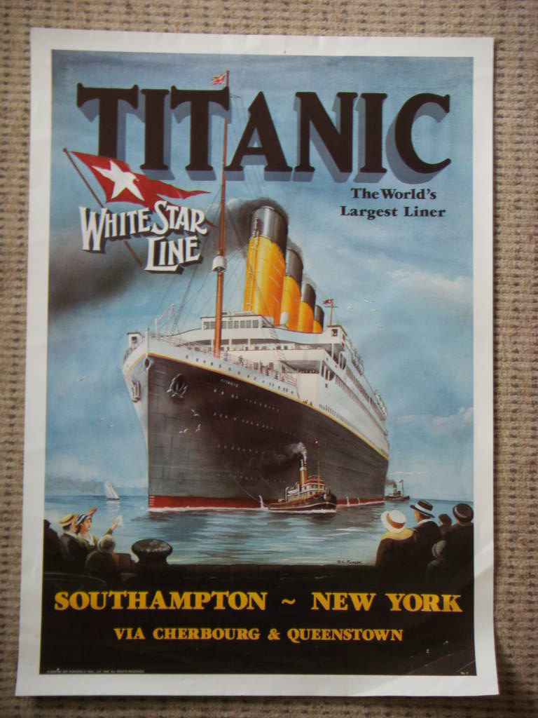 OVERSIZED REPRODUCTION COLOUR POSTER OF THE MAIDEN VOYAGE OF THE TITANIC